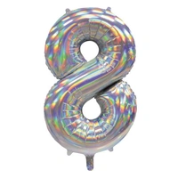 Iridescent Silver Foil Number 8 Balloon (86 cm)