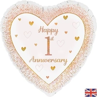 Rose Gold 1st Anniversary Heart Foil Balloon (45 cm)