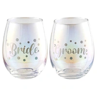 Bride & Groom Stemless Glasses – Set Of 2