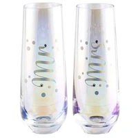 Mr & Mrs Stemless Champagne Glasses – Set Of 2