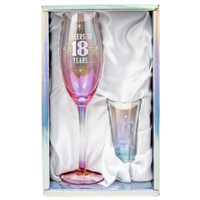 18th Champagne & Shot Glass Gift Set Holographic