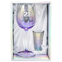 21st Holographic Wine & Shot Glass Gift Set