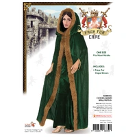Green Cape with Faux Fur Trim