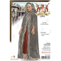 Grey/Gold Cape with Faux Fur Trim