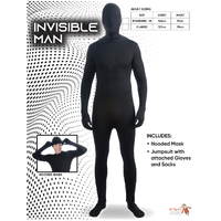 Invisible Man Costume – Adults Black XL