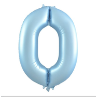 Matte Pastel Blue Number 0 Foil Balloon (86 cm)