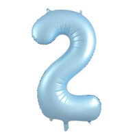 Matte Pastel Blue Number 2 Foil Balloon (86 cm)