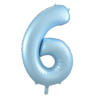 Matte Pastel Blue Number 6 Foil Balloon (86 cm)