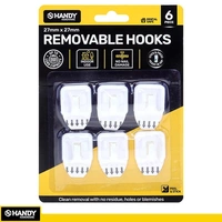 White Removable Square Hooks (2.7 cm) - Pk 6