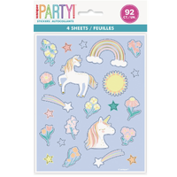 Unicorn Sticker Sheets –Pk4