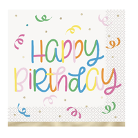 Classic Birthday Foil Luncheon Napkins – Pk 16