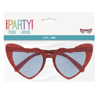 Heart Novelty Glasses – Red Glitter