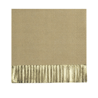 Fringed Kraft Luncheon Napkins – Gold Trim (16)
