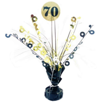 70th Black & Gold Table Centrepiece