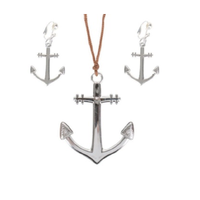 Anchor Necklace & Earrings - Silver