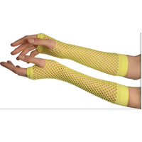 Yellow Fishnet Gloves 