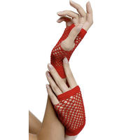 Red Fishnet Hand Gloves 