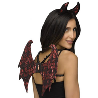 Red Lace Devil Wing & Headband Set