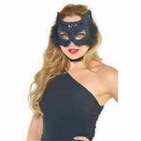 Black Cat Marabou Feathered Mask