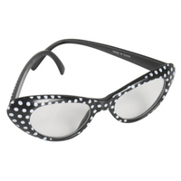 60s Cat-Eye Glasses – Adults [Black Polka Dot]