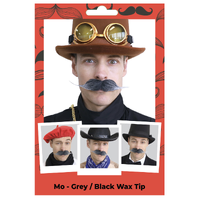 Moustache (Mo) – Grey/Black Wax Tip