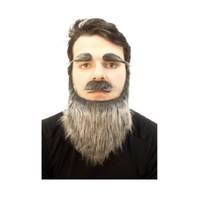 Moustache, Long Beard & Eyebrows Costume – Grey/Black