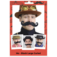 Moustache Costume – Black Large Curled