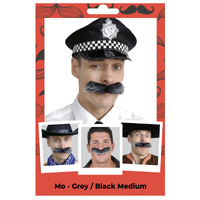 Mo Moustache Costume – Grey/Black Medium