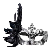 Feathered Eye Mask – Silver/Black