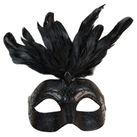 Feathered Masquerade Mask – Black