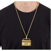 Ghetto Blaster Bling Gold Necklace