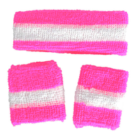Headband & Wristband Set (Pink/White Stripe)