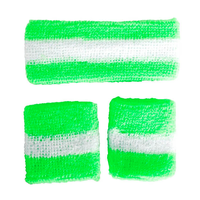 Headband & Wristband Set (Green/White Stripe)
