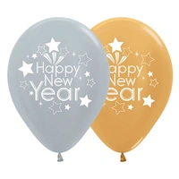 Happy New Year Balloon (Metallic Silver)– 30cm 