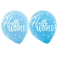 Hello World Boy Blue Latex Balloons