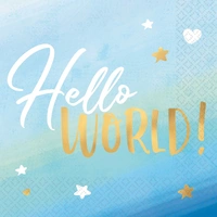Hello World Baby Boy Lunch Napkins