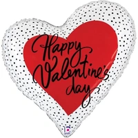 Valentine Polka Dots Heart 35" Shaped Foil Balloon