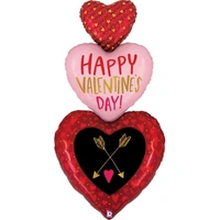 Happy Valentine's Day Heart Trio 82" Stacker Foil Balloon
