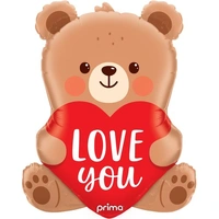 "Love You" Teddy Bear 27" Shaped Foil Balloon