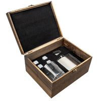 Premium Whisky Gift Set in Wooden Box (Glass, Coaster & Stones)