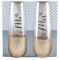 Mr & Mrs Stemless Champagne Glass