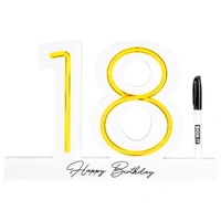 18th Birthday White Neon LED Signature Block