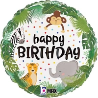 Jungle Birthday 18" Round Foil Balloon