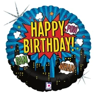 Superhero Birthday 18" Round Foil Balloon