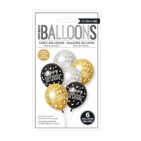 Happy Birthday Latex Balloons (30cm) – Pack of 6