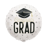 White Congrats Grad Foil Balloon (43 cm)