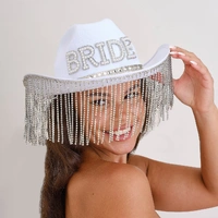 Bride Rhinestone Fringe Cowboy Hat