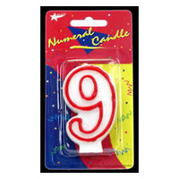 9 Birthday Candle - Red