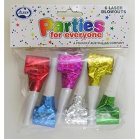 Asstd. Laser Foil Party Blowouts - Pk 6