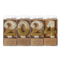 2024 Gold Glitter Dipped Candle Set